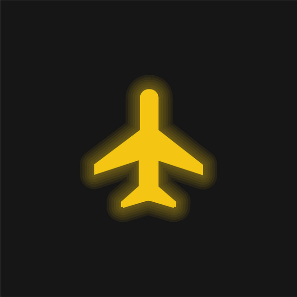 Піктограма жовтого літака, що світиться неоном
 - Вектор, зображення