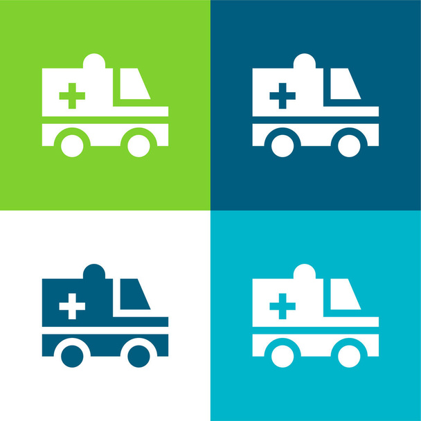 Ambulance Ensemble d'icônes minimal plat quatre couleurs - Vecteur, image