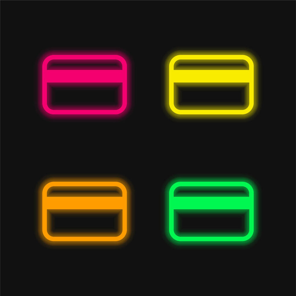Big Credit Card four color glowing neon vector icon - Vector, Image