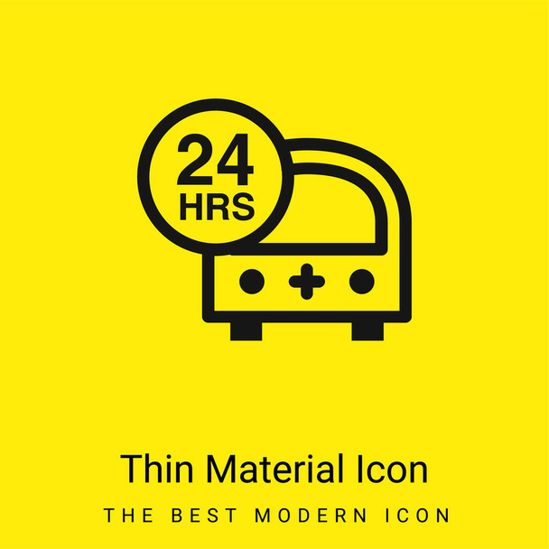 24 godziny Pogotowie ratunkowe Minimalna jasnożółta ikona materiału - Wektor, obraz