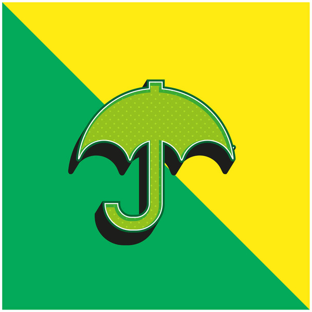 Black Umbrella For Rain Green and yellow modern 3d vector icon - Вектор, зображення