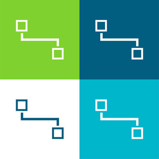 Блочные схемы из двух квадратов Контуры плоского четырехцветного минимального набора значков - Вектор,изображение