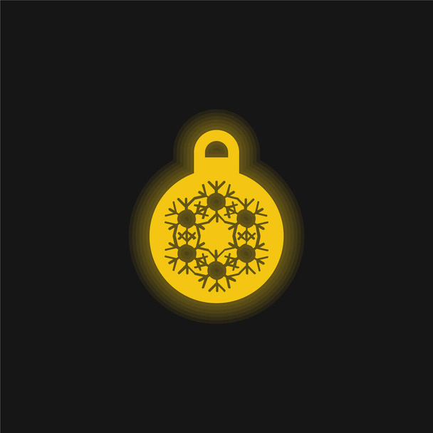 Bauble sarı parlak neon simgesi - Vektör, Görsel