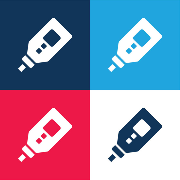Blood blue and red four color minimal icon set - Vector, Image