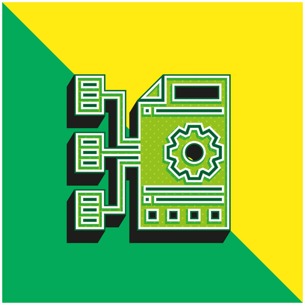 Агрегат Зеленый и желтый современный 3D логотип векторной иконки - Вектор,изображение