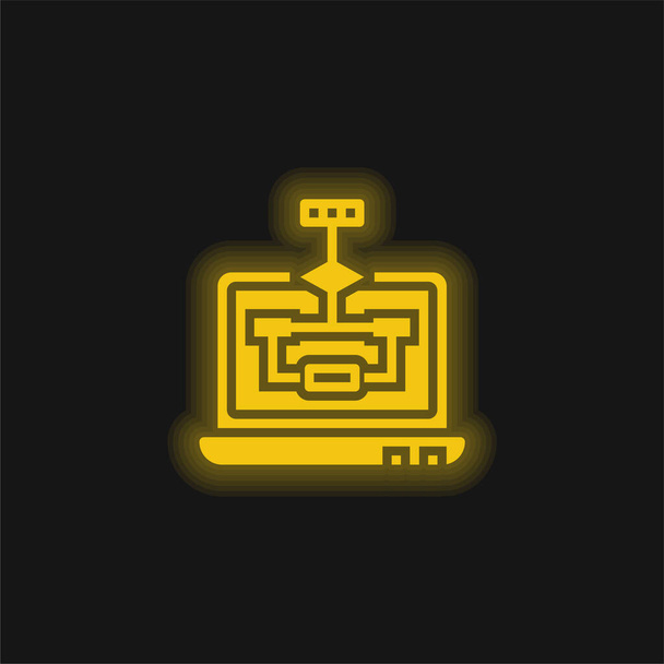 Αλγόριθμος κίτρινο λαμπερό νέον εικονίδιο - Διάνυσμα, εικόνα
