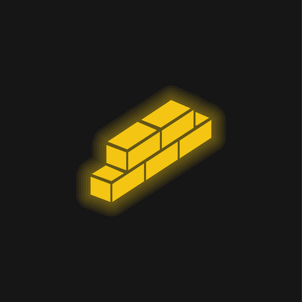 Cihly žluté zářící neon ikona - Vektor, obrázek