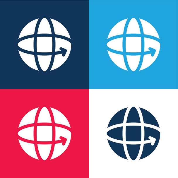 360 conjunto de ícone mínimo de quatro cores azul e vermelho - Vetor, Imagem