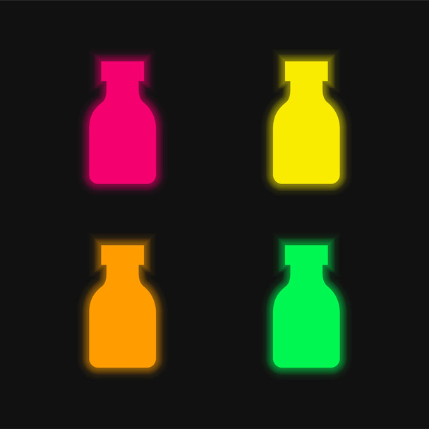Palack négy színű izzó neon vektor ikon - Vektor, kép