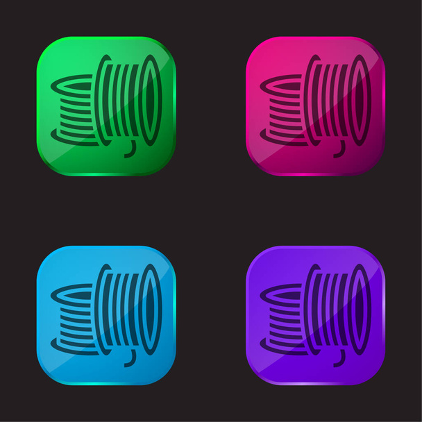 3d Filament εκτύπωσης τέσσερις εικονίδιο κουμπί γυαλί χρώμα - Διάνυσμα, εικόνα