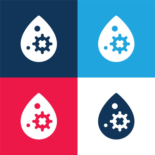 Sangre azul y rojo de cuatro colores mínimo icono conjunto - Vector, imagen