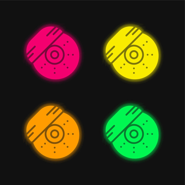 Break négy szín izzó neon vektor ikon - Vektor, kép