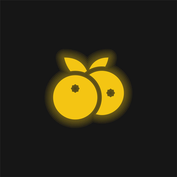 Áfonya sárga izzó neon ikon - Vektor, kép