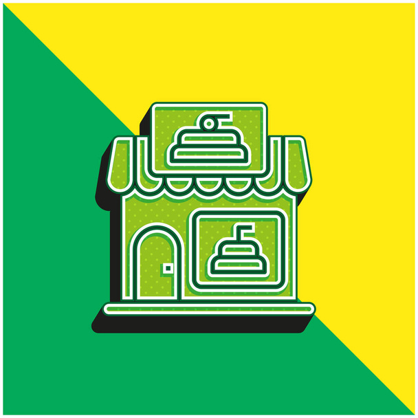 Bäckerei Grünes und gelbes modernes 3D-Vektorsymbol-Logo - Vektor, Bild