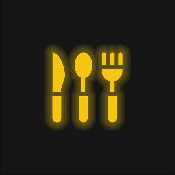 Baby Cutlery yellow glowing neon icon - Vector, Image