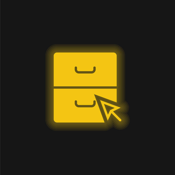 Archivo amarillo brillante icono de neón - Vector, Imagen