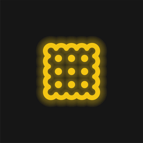 Keksin keltainen hehkuva neonikoni - Vektori, kuva