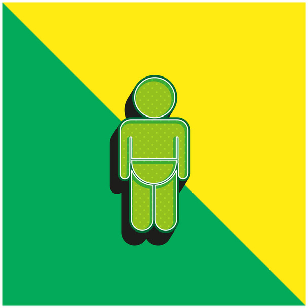 Baby Wearing Diaper Silueta Zelená a žlutá moderní 3D vektorové logo - Vektor, obrázek