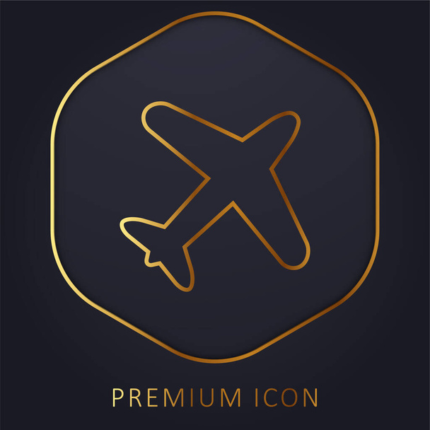 Αεροπλάνο Πετώντας χρυσή γραμμή πριμοδότηση λογότυπο ή εικονίδιο - Διάνυσμα, εικόνα