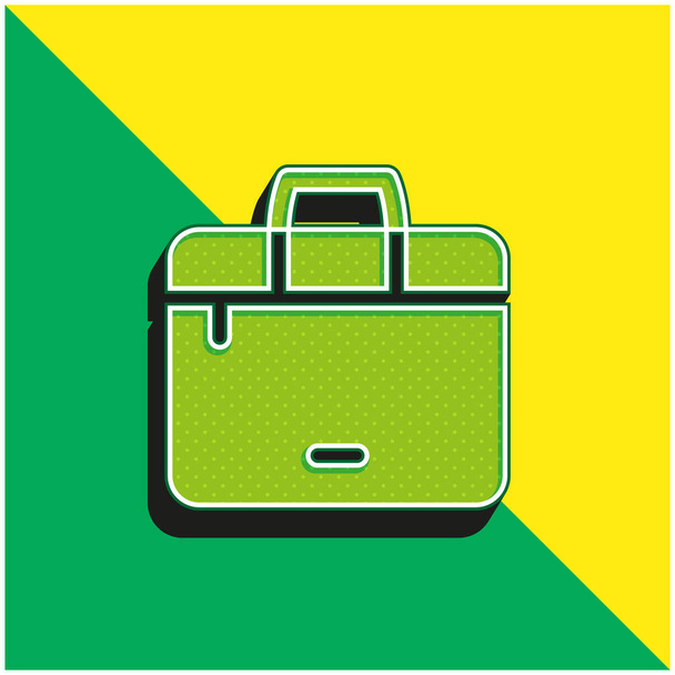 Briefcase Green and yellow modern 3d vector icon - Вектор, зображення