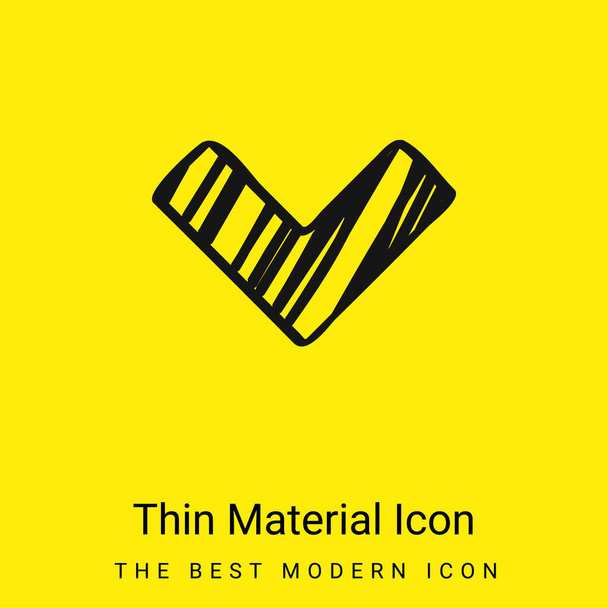 Angle Arrow Sketch Pointing Down minimal bright yellow material icon - Vector, Image