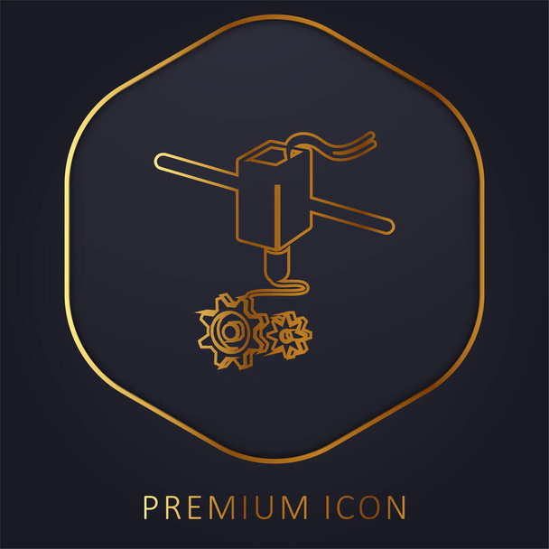 3d Printer Configuration Interface Symbol golden line premium logo or icon - Vector, Image