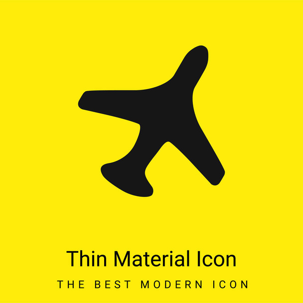 Avion en vol minime icône de matériau jaune vif - Vecteur, image