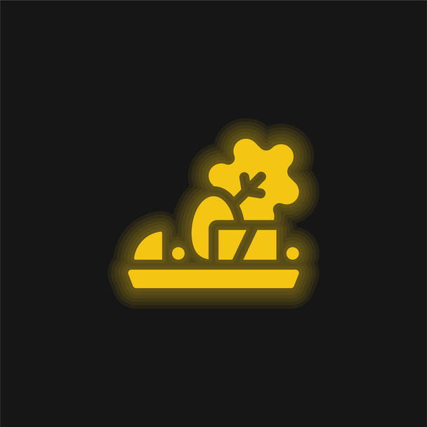 Антипасто жовта сяюча неонова іконка
 - Вектор, зображення