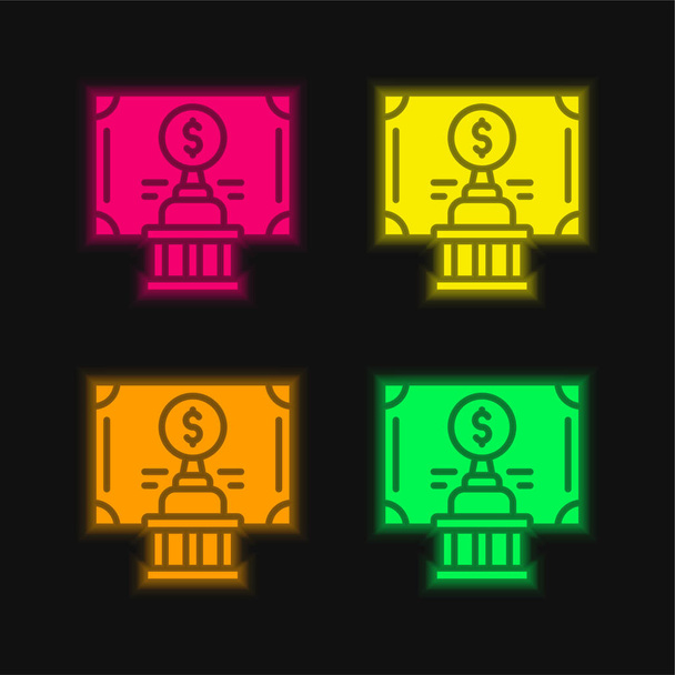 Legame icona vettoriale al neon incandescente a quattro colori - Vettoriali, immagini