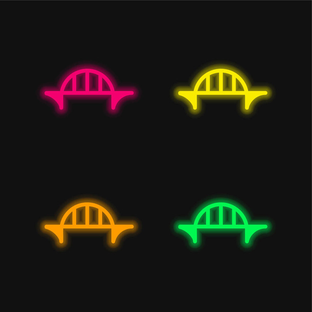 Ponte quattro colori luminosi icona vettoriale al neon - Vettoriali, immagini