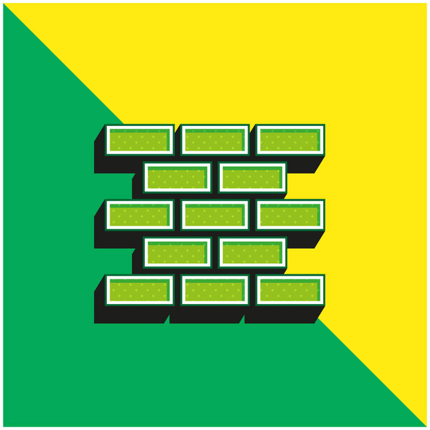 Cihlová zeď Zelená a žlutá moderní 3D vektorové logo ikony - Vektor, obrázek
