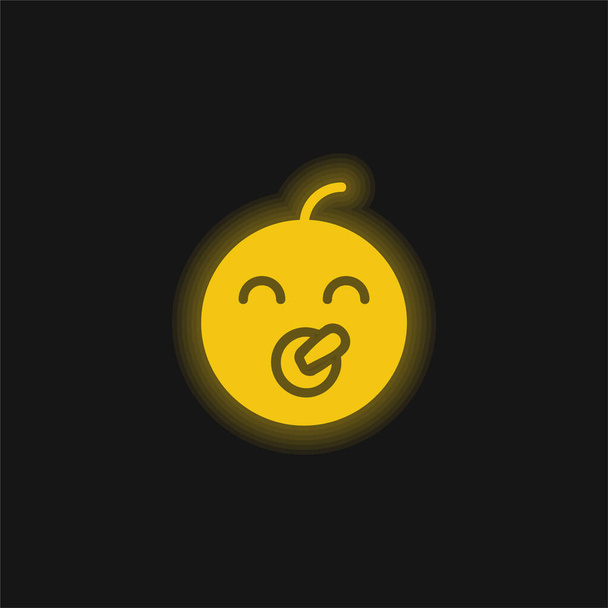 Bebê amarelo brilhante ícone de néon - Vetor, Imagem