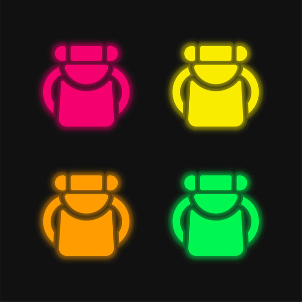 Hátizsák négy szín izzó neon vektor ikon - Vektor, kép