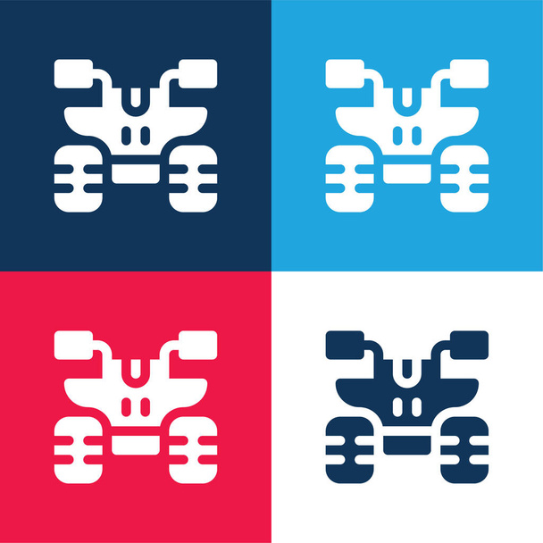 Atv niebieski i czerwony zestaw czterech kolorów minimalny zestaw ikon - Wektor, obraz