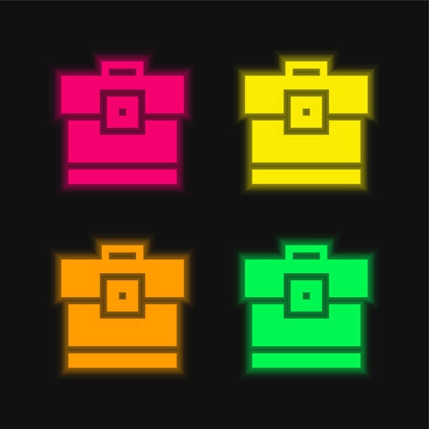 Θήκη τεσσάρων χρωμάτων λαμπερό εικονίδιο διάνυσμα νέον - Διάνυσμα, εικόνα