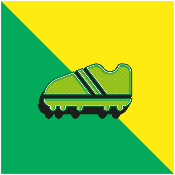 Laarzen Groen en geel modern 3D vector pictogram logo - Vector, afbeelding
