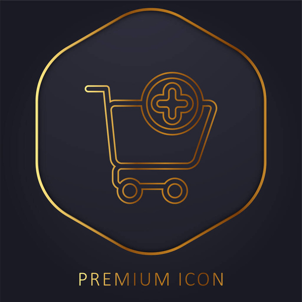 Add To Cart golden line premium logo or icon - Vector, Image