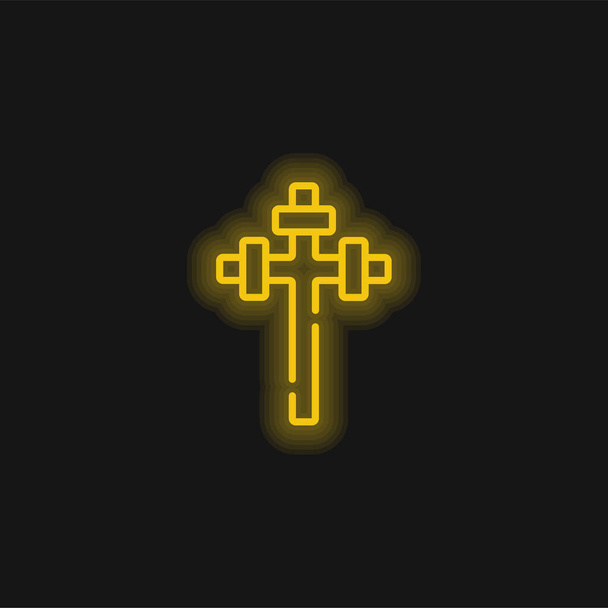 Aaronic amarillo brillante icono de neón - Vector, Imagen