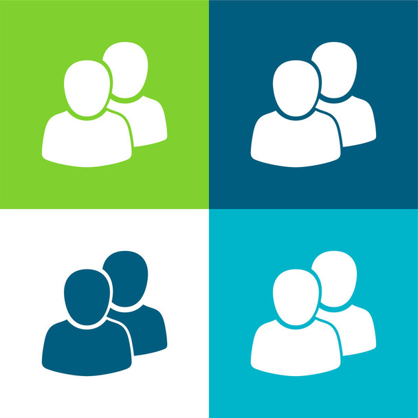 2 Пользователи Плоские четыре цвета минимальный набор значков - Вектор,изображение