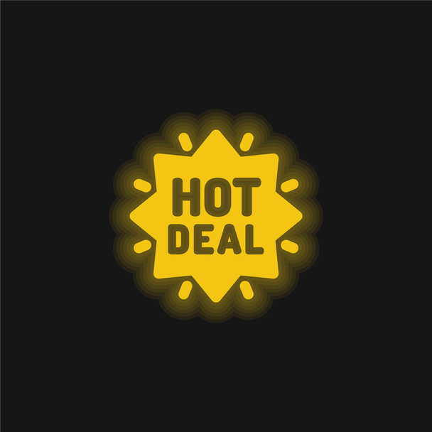 Bargains yellow glowing neon icon - Vector, Image