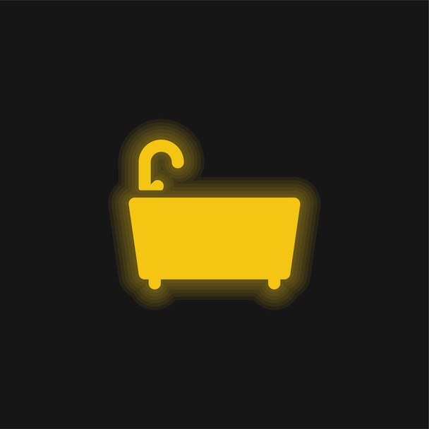 Kylpyamme keltainen hehkuva neon kuvake - Vektori, kuva