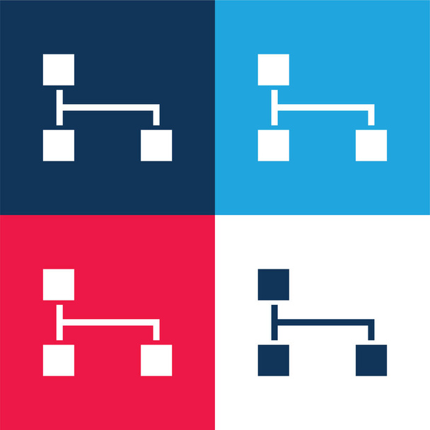 Quadrati neri e linee in una grafica di interfaccia blu e rosso quattro colori set icona minima - Vettoriali, immagini