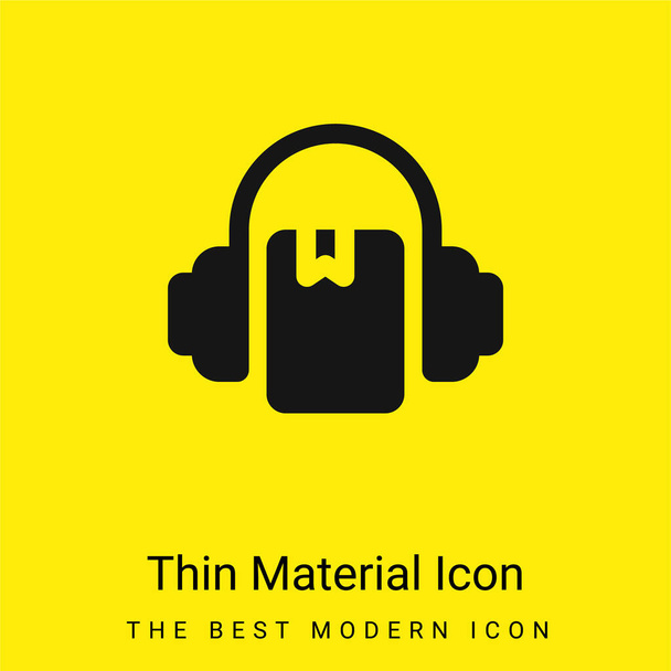 Ícone de material amarelo brilhante mínimo Audiobook - Vetor, Imagem