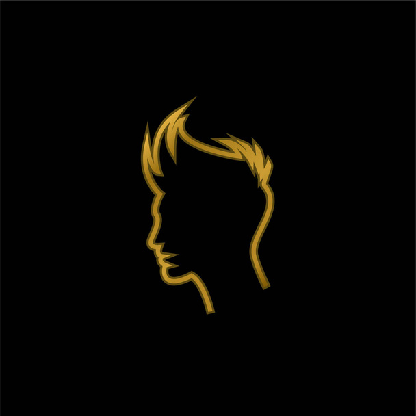 Boy Hair Outline gold plated metalic icon or logo vector - Vector, Image