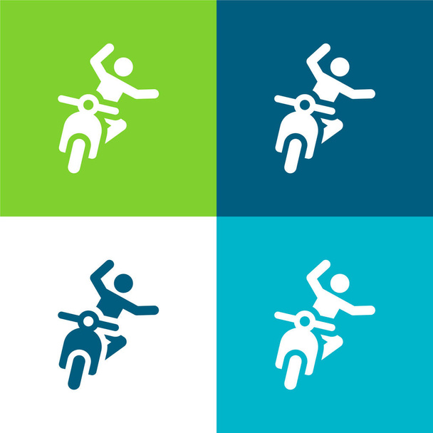 Accident Flat four color minimal icon set - Vector, Image