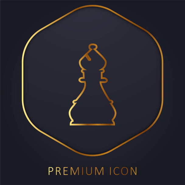 Bishop Chess Piece kultainen viiva palkkio logo tai kuvake - Vektori, kuva