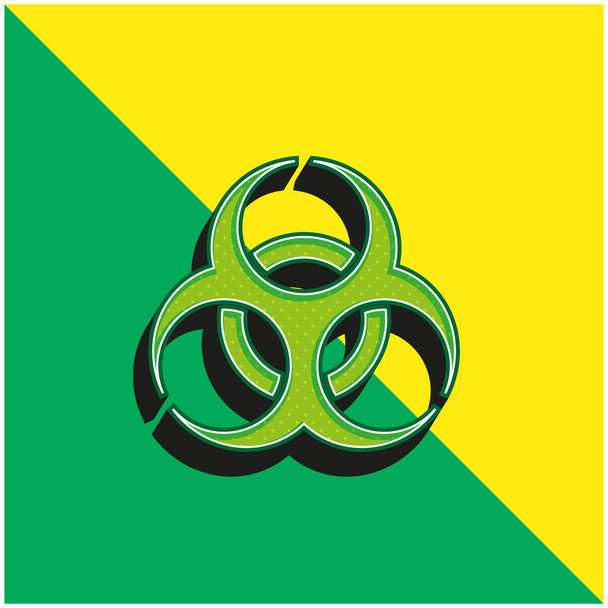 Biohazard Zöld és sárga modern 3D vektor ikon logó - Vektor, kép