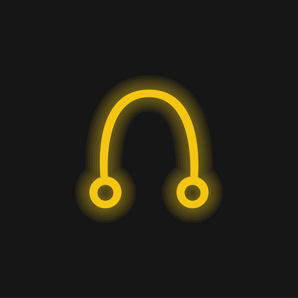 Auricular yellow glowing neon icon - Vector, Image