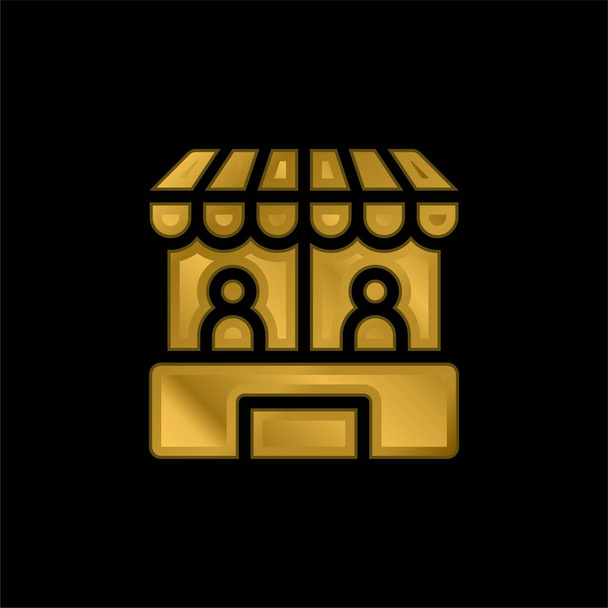Cabina chapado en oro icono metálico o logo vector - Vector, imagen