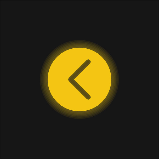 Arrow Pointing Left Inside A Circle yellow glowing neon icon - Vector, Image